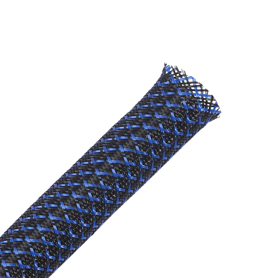 Alex Tech braided sleeve in blackblue with 1/2 inch diameter and 100 feet length for vehicle wiring