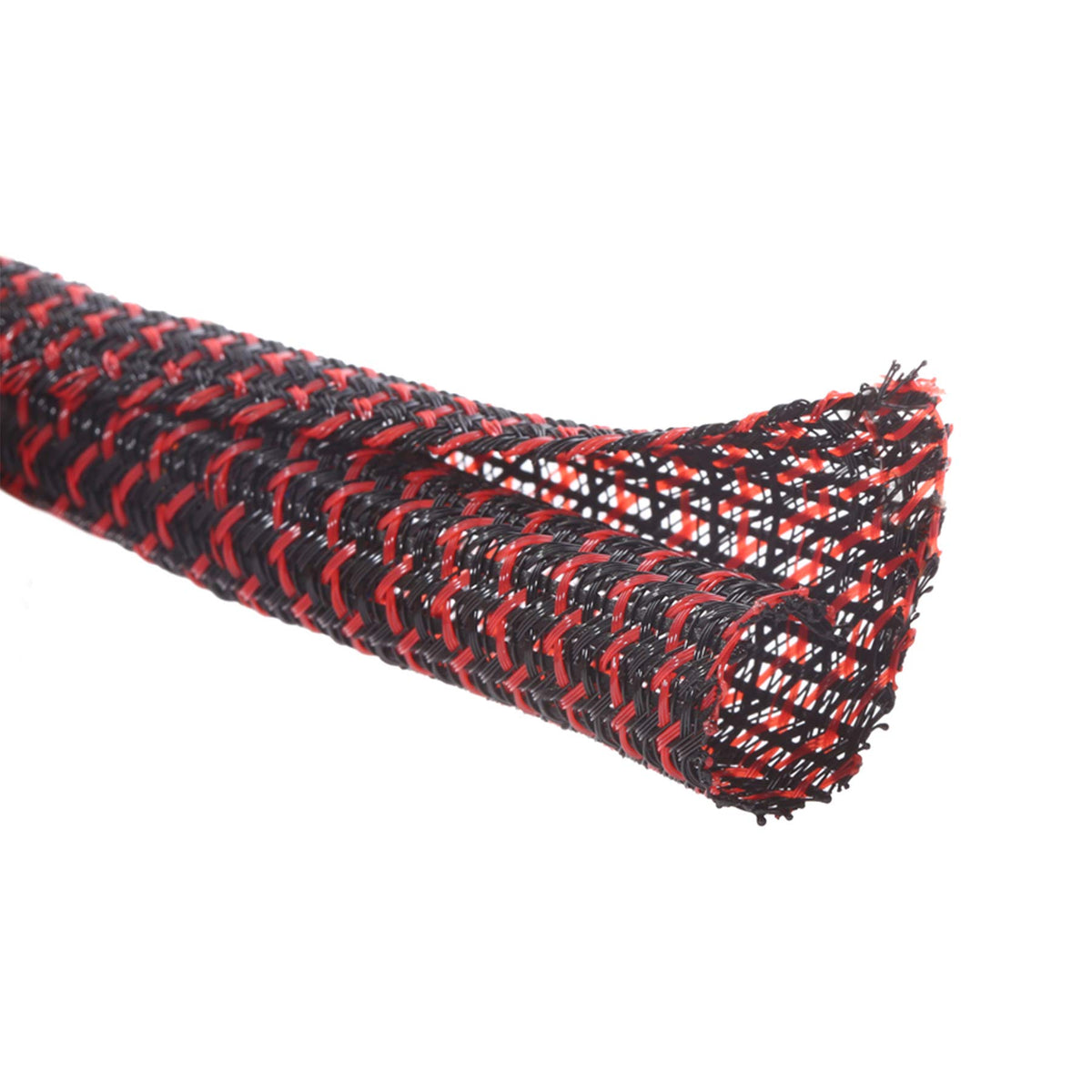 Alex Tech cord protector 10ft split sleeve showing easy loading for tidy cables