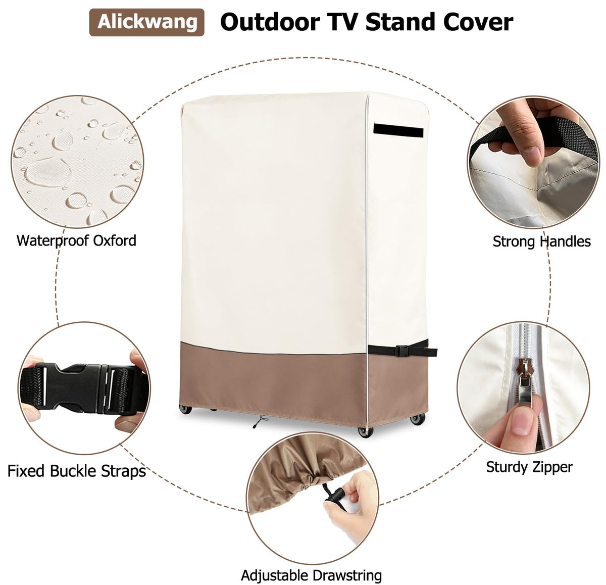 Alickwang adjustable drawstring and buckle securing cover in wind