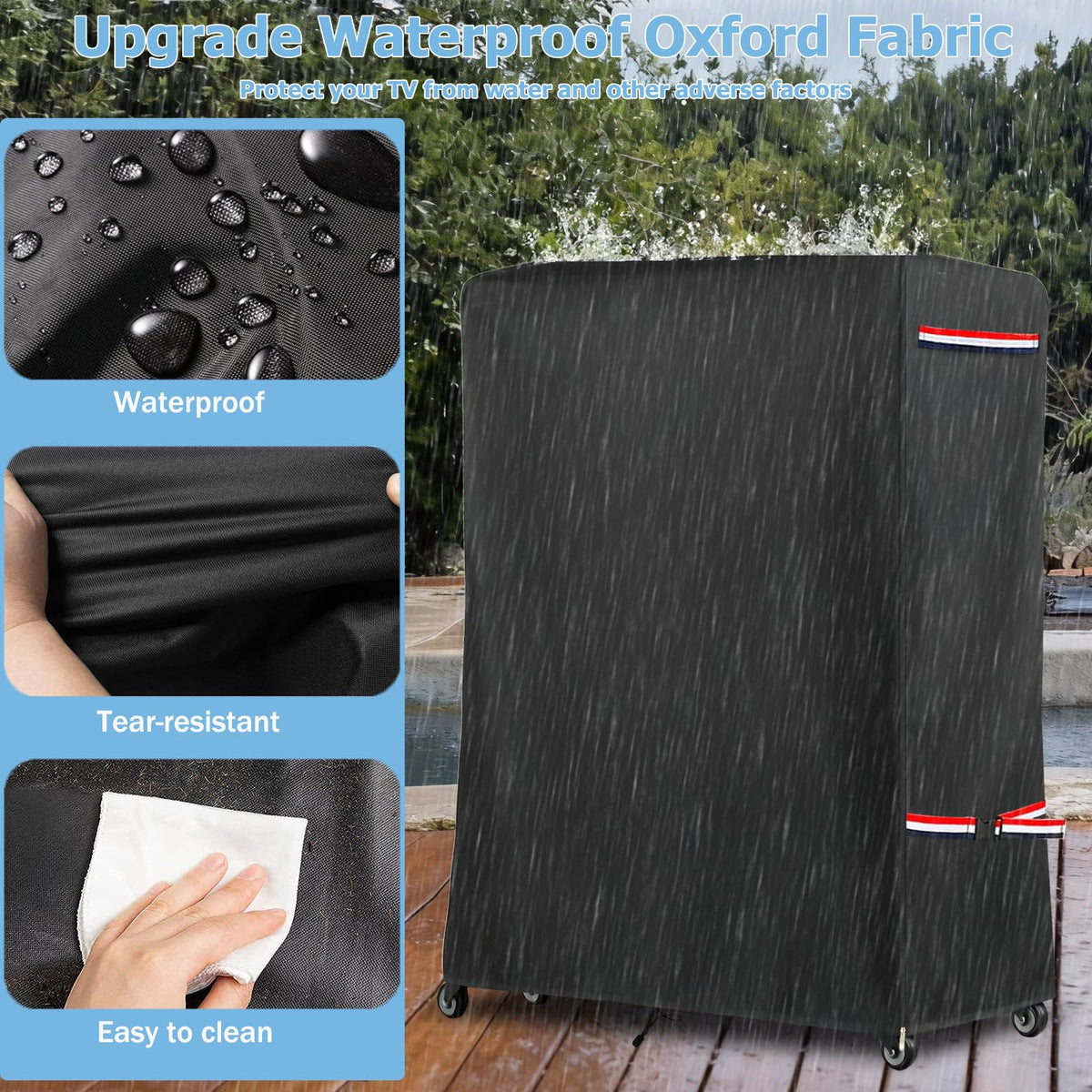 Alickwang full-coverage design protects TV and stand from dust.