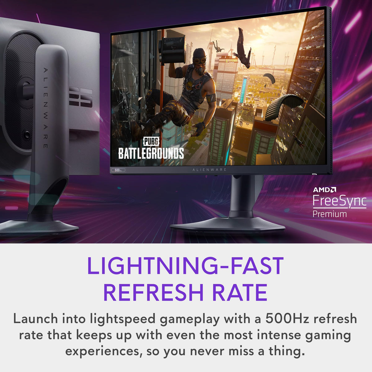Alienware AW2524HF wide viewing angles keep colors accurate from any seat.