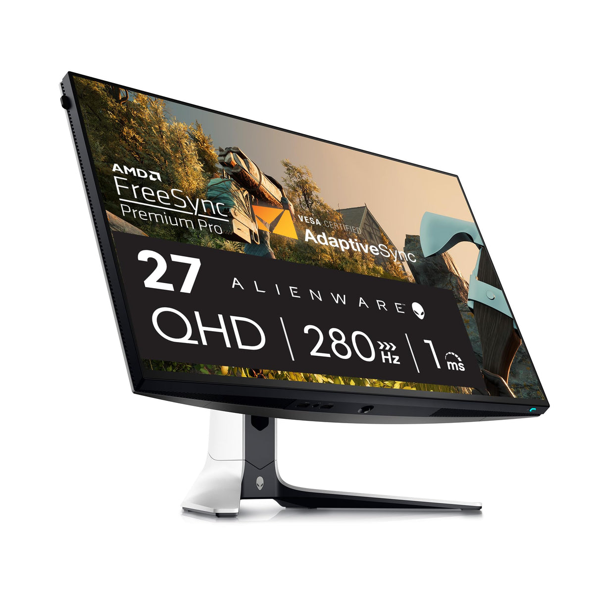 Alienware AW2723DF front view in Lunar Light for immersive gaming setup