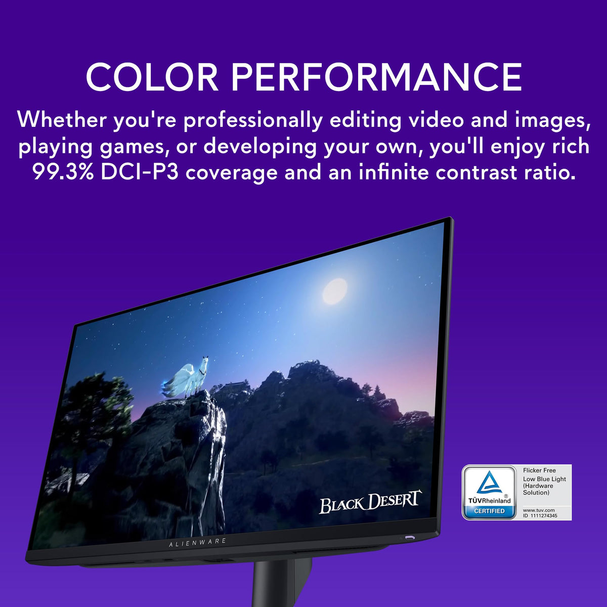 Alienware AW2725DF compact desk-ready setup enhancing space efficiency.