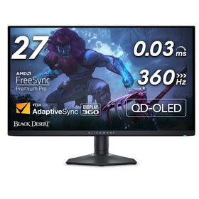Alienware AW2725DF front view with vivid QD-OLED color for immersive gaming.
