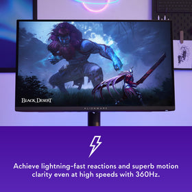 Alienware AW2725DF ports panel highlighting easy HDMI and DP connectivity.