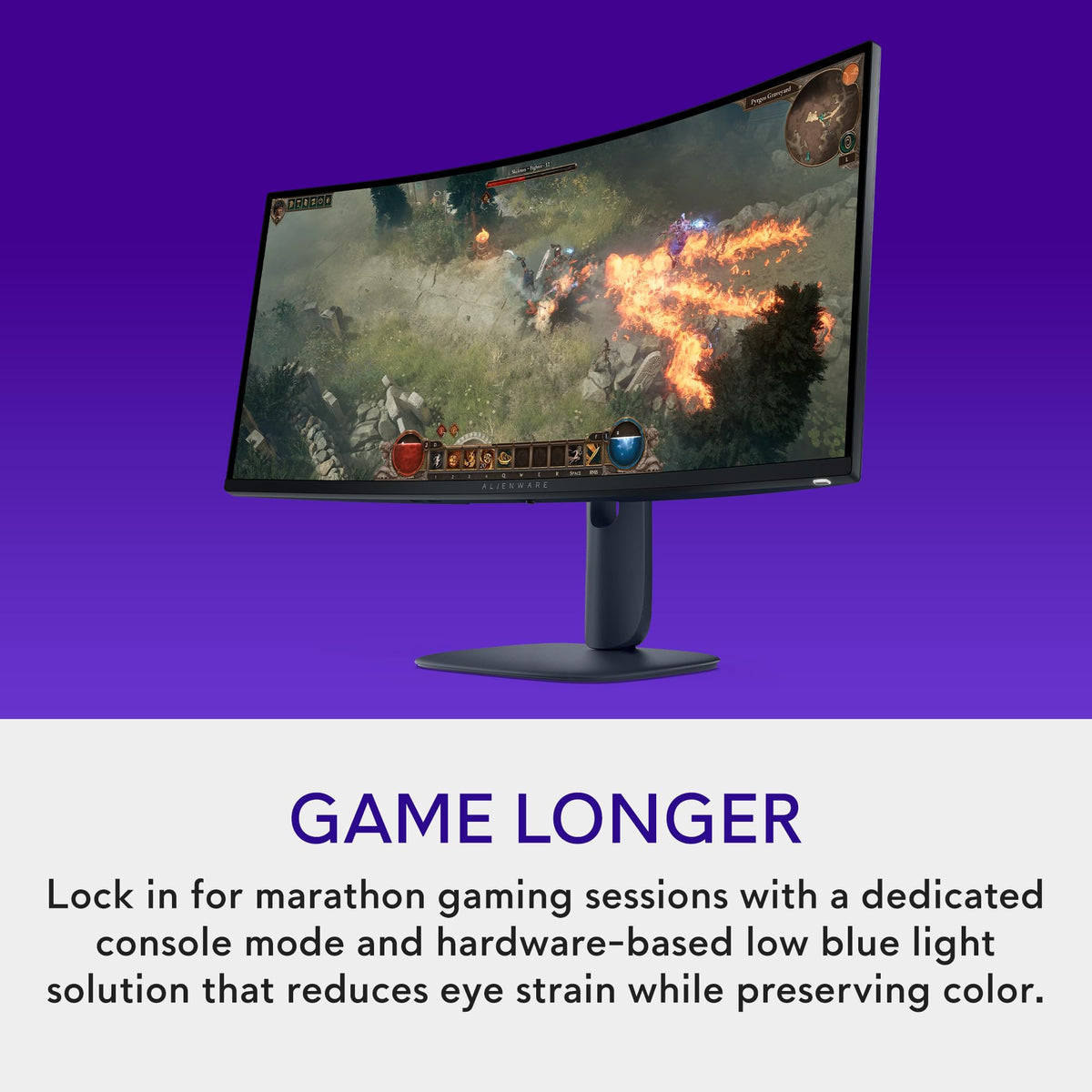 Alienware AW3425DWM 95% DCI-P3 color reproduces vibrant visuals.