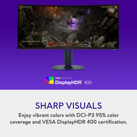 Alienware AW3425DWM 1ms GTG response reduces motion blur during action.