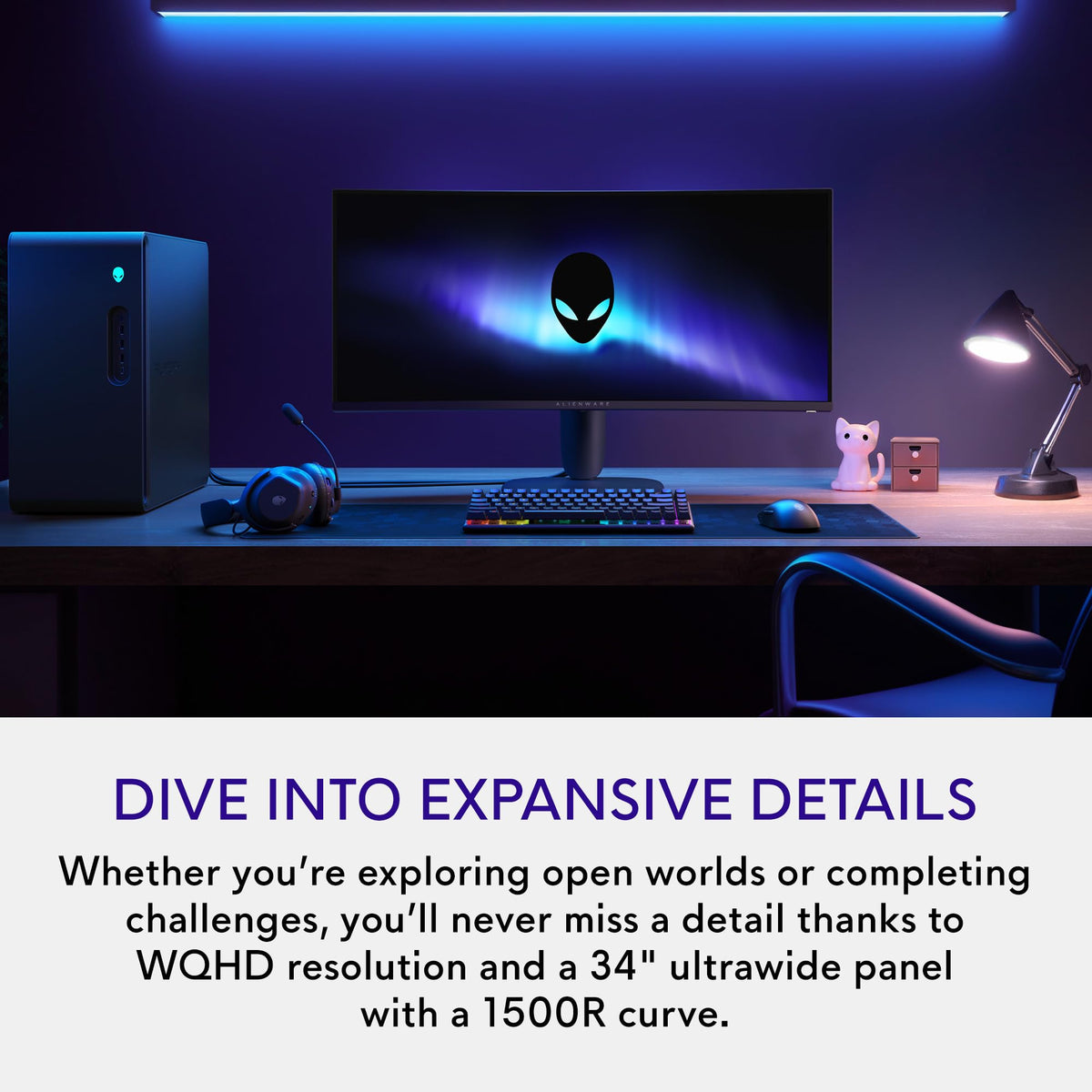 Alienware AW3425DWM WQHD resolution delivers sharp, expansive landscapes.