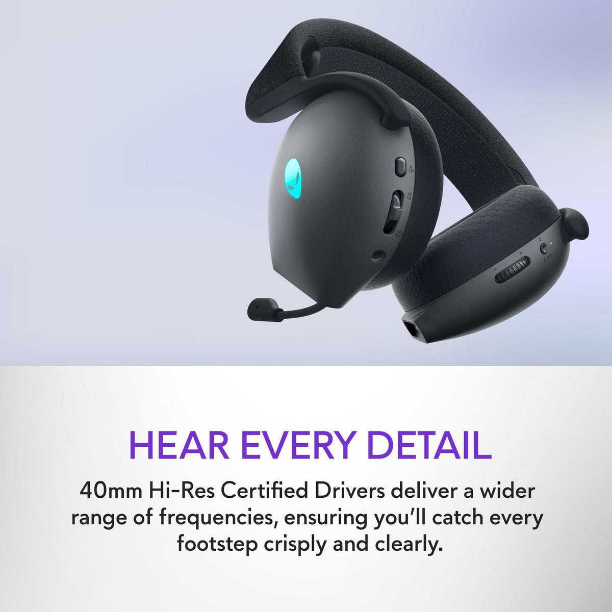 Alienware AW725H 40mm drivers deliver crisp game detail.