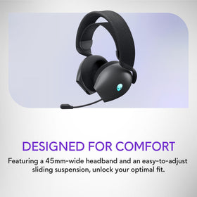 Alienware AW725H headband comfort close-up for long sessions.