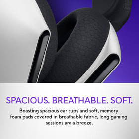 Alienware earcups with breathable memory foam for cooling comfort.