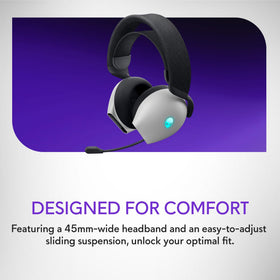 Alienware headset 45mm-wide headband for custom comfort during long sessions.