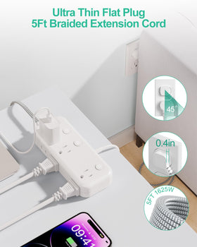 Alitayee Ultra-thin flat plug fits behind furniture and walls