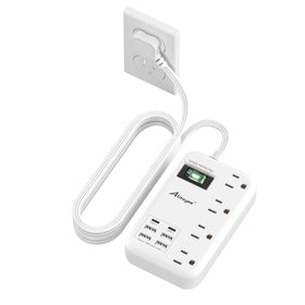 Alitayee 6 USB surge protector front view with six ports for versatile charging.
