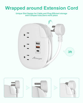 Alitayee flat plug 45-degree design frees space