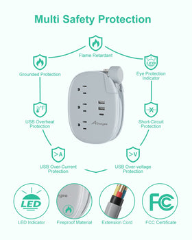 Alitayee on a nightstand powering lamp and phone for convenient bedside charging
