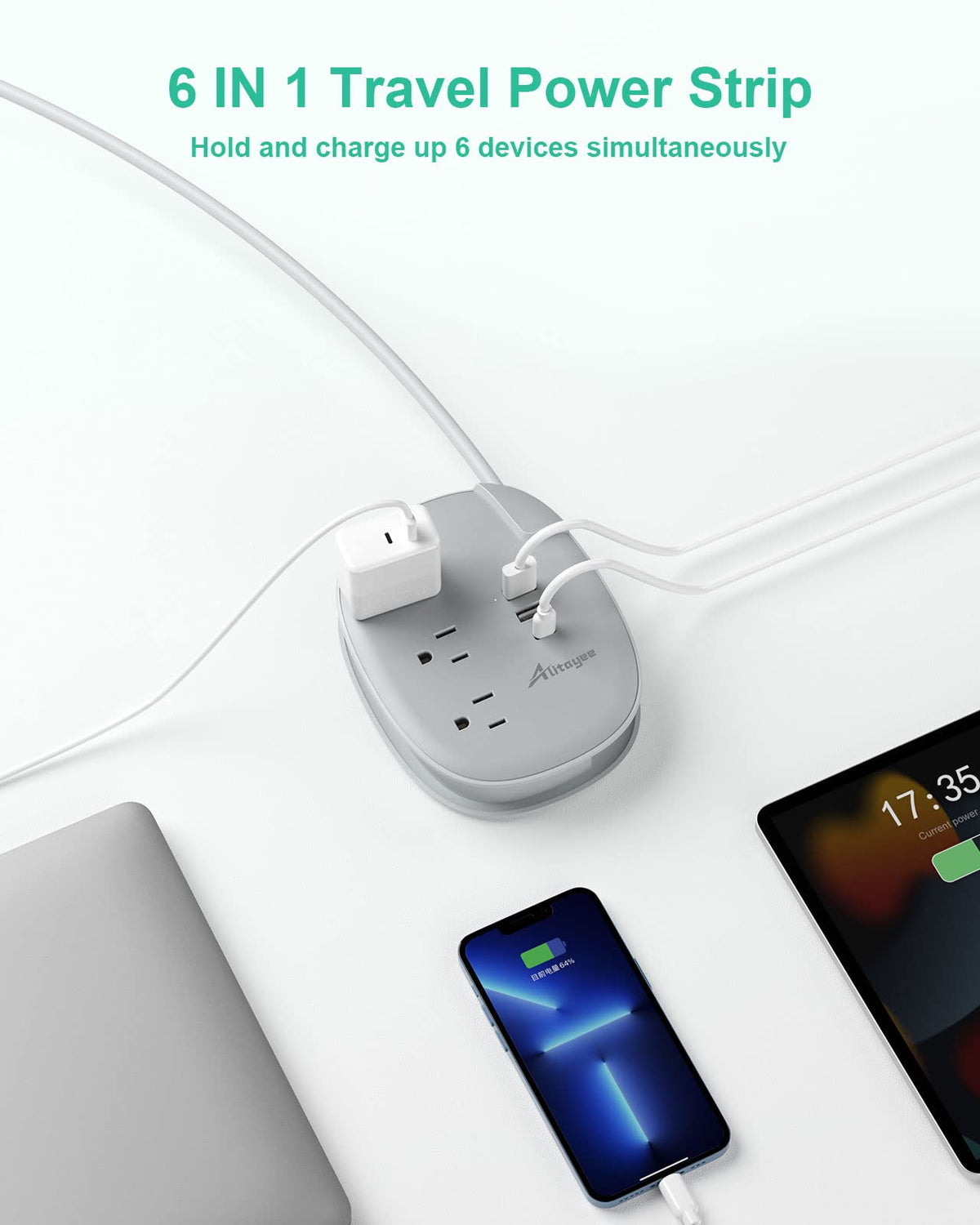 Alitayee wrapped 3ft retractable cord neatly stored for easy packing convenience