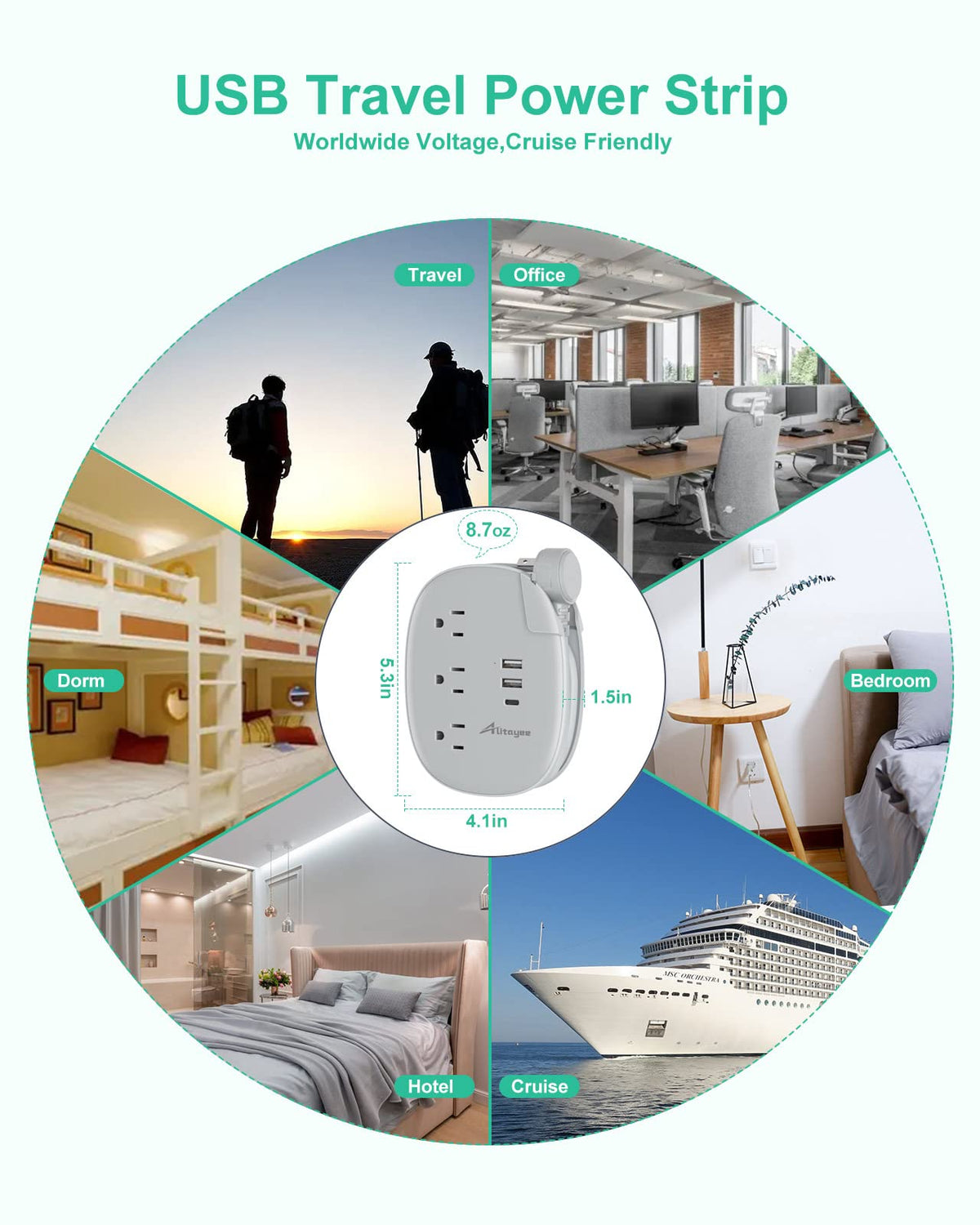 Alitayee packed inside suitcase illustrating portability for trips and cruises