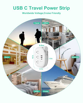 Alitayee USB C Travel Power Strip safe and certified with fire resistant shell.