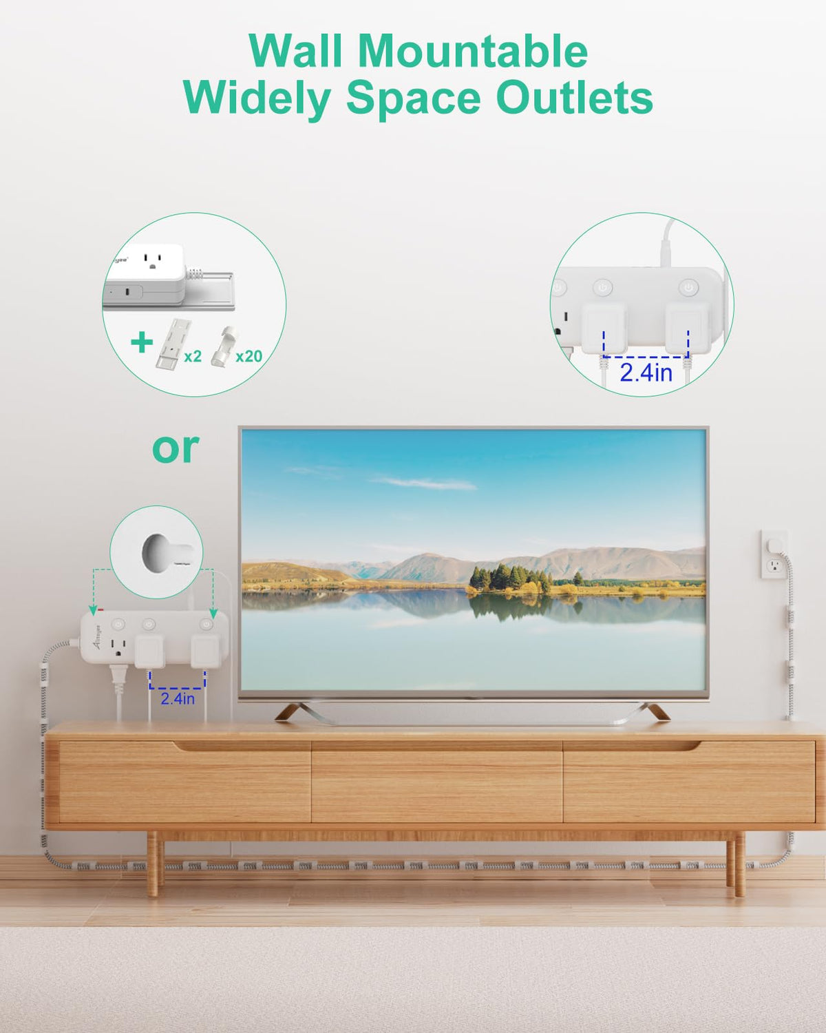 Alitayee wall-mount kit illustrating secure placement options.