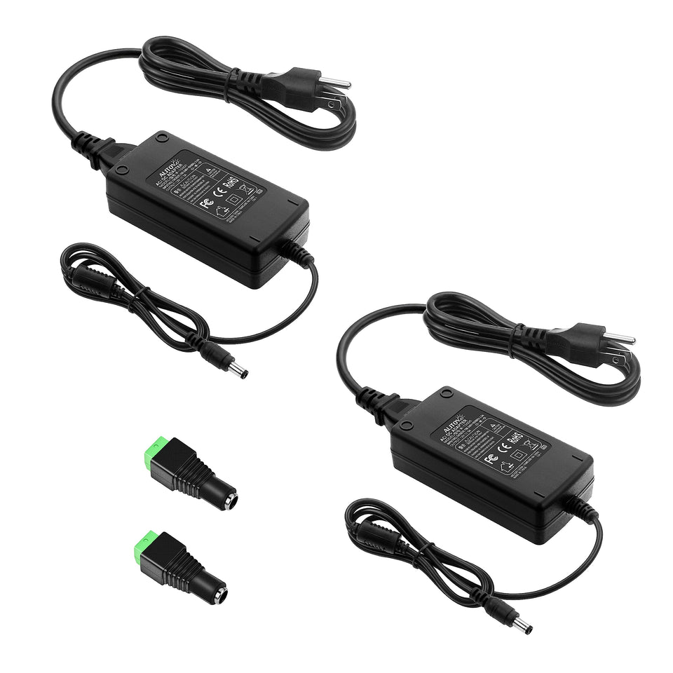 ALITOVE power adapter 2-pack front view showing compact design and cords