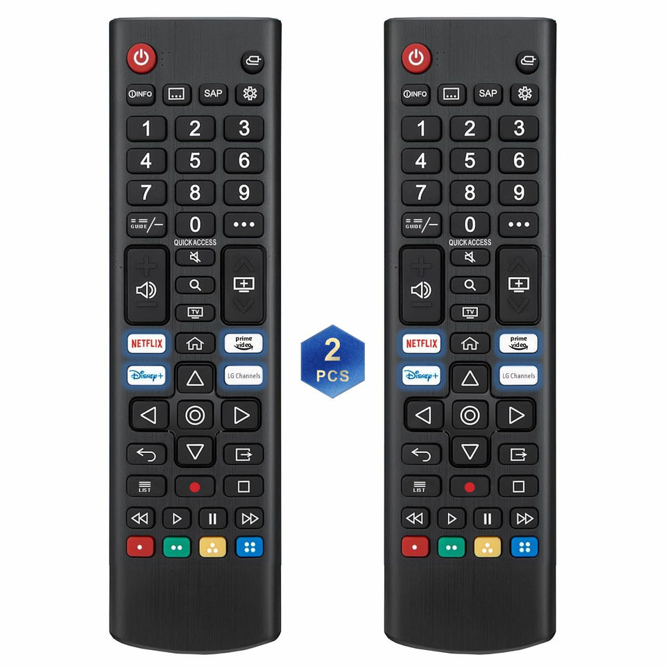 Alizen LG universal remote 2-pack front view with easy-access buttons for quick control