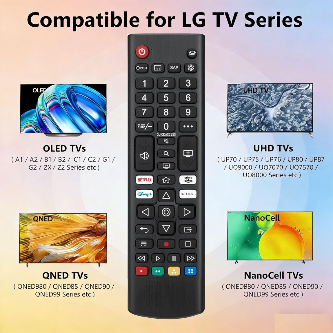 Alizen LG universal remote 2-pack side angle showing slim ergonomic design