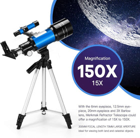 Alkinshue telescope Magnification-Range shows adjustable zoom options.
