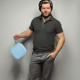 ALKOO blue case durable material protects headphones from impacts.