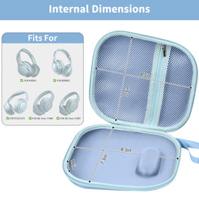 ALKOO blue case shows zippered pouch for accessories, keeping cables organized.