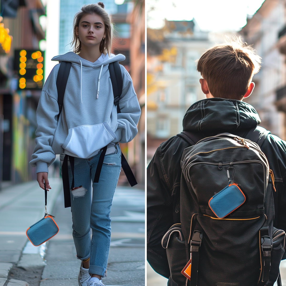 ALKOO JBL Go 4 case blue detachable strap enables easy carrying.