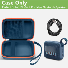 ALKOO JBL Go 4 case blue inside elastic strap keeps speaker secure during travel.