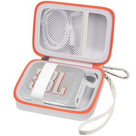 ALKOO JBL Go4 case exterior shows a white hard shell for travel protection.