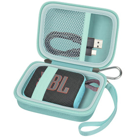 ALKOO JBL Go 4 case interior with elastic strap and mesh pocket for accessories.