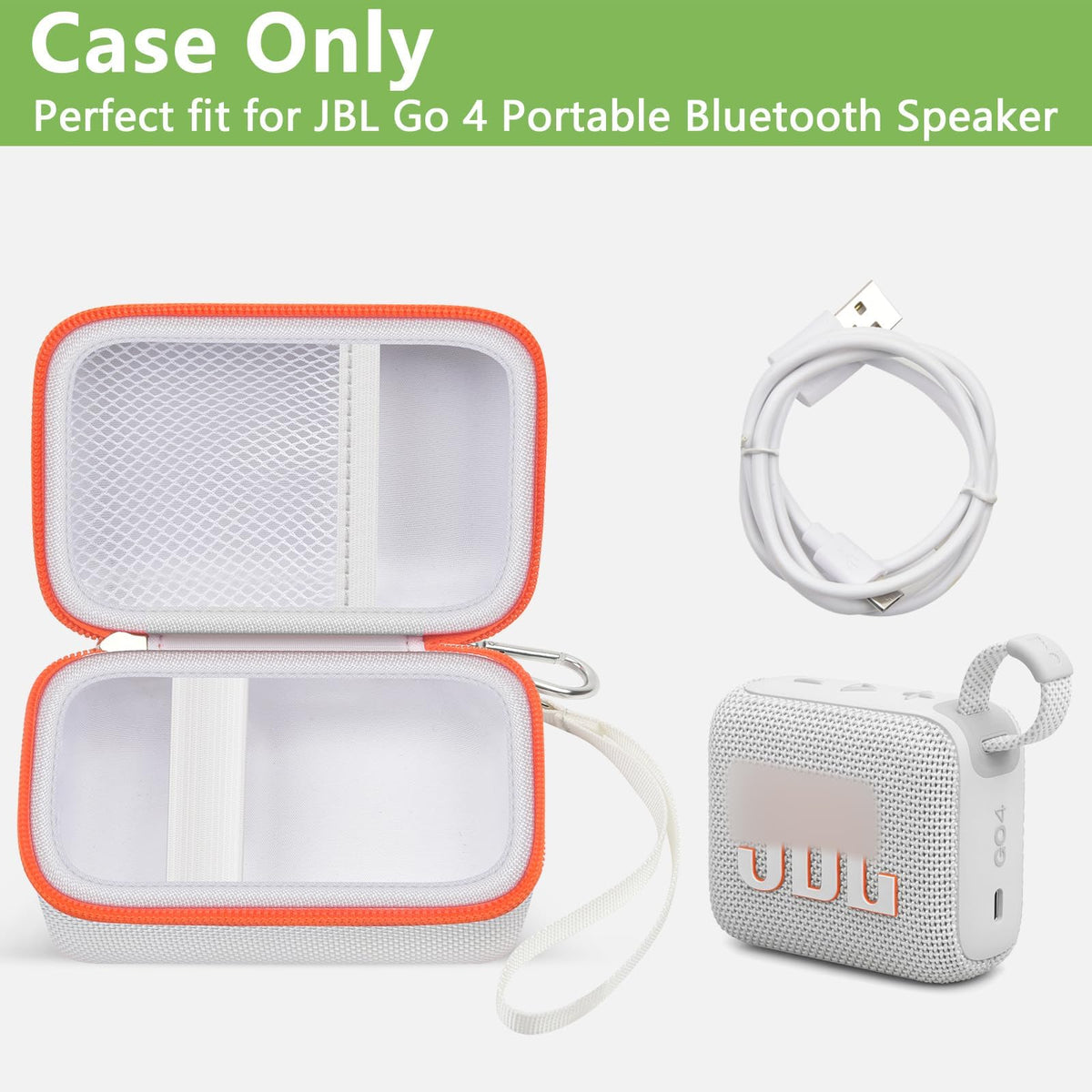 ALKOO JBL Go4 case interior with elastic strap secures the speaker.