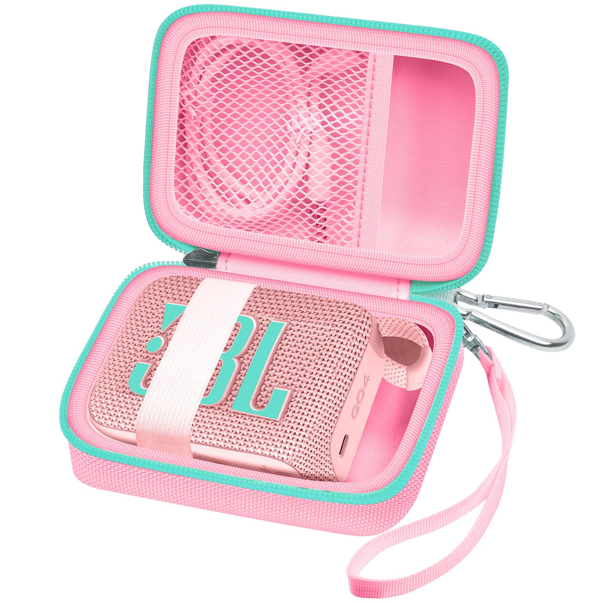 ALKOO JBL Go 4 pink case fits snugly for travel protection.