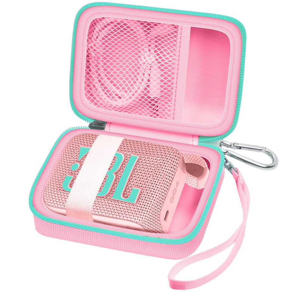 ALKOO JBL Go 4 pink case fits snugly for travel protection.