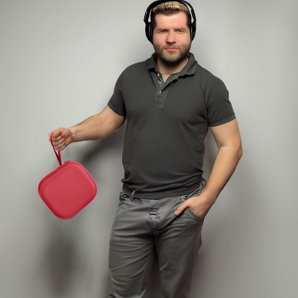 ALKOO case in a commuter bag for organized headphone travel