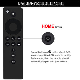 ALLIMITY remote near Amazon TV Cube demonstrating easy pairing and use