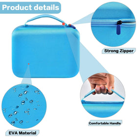 Blue travel-friendly carrying case with sturdy handle for Toniebox anywhere