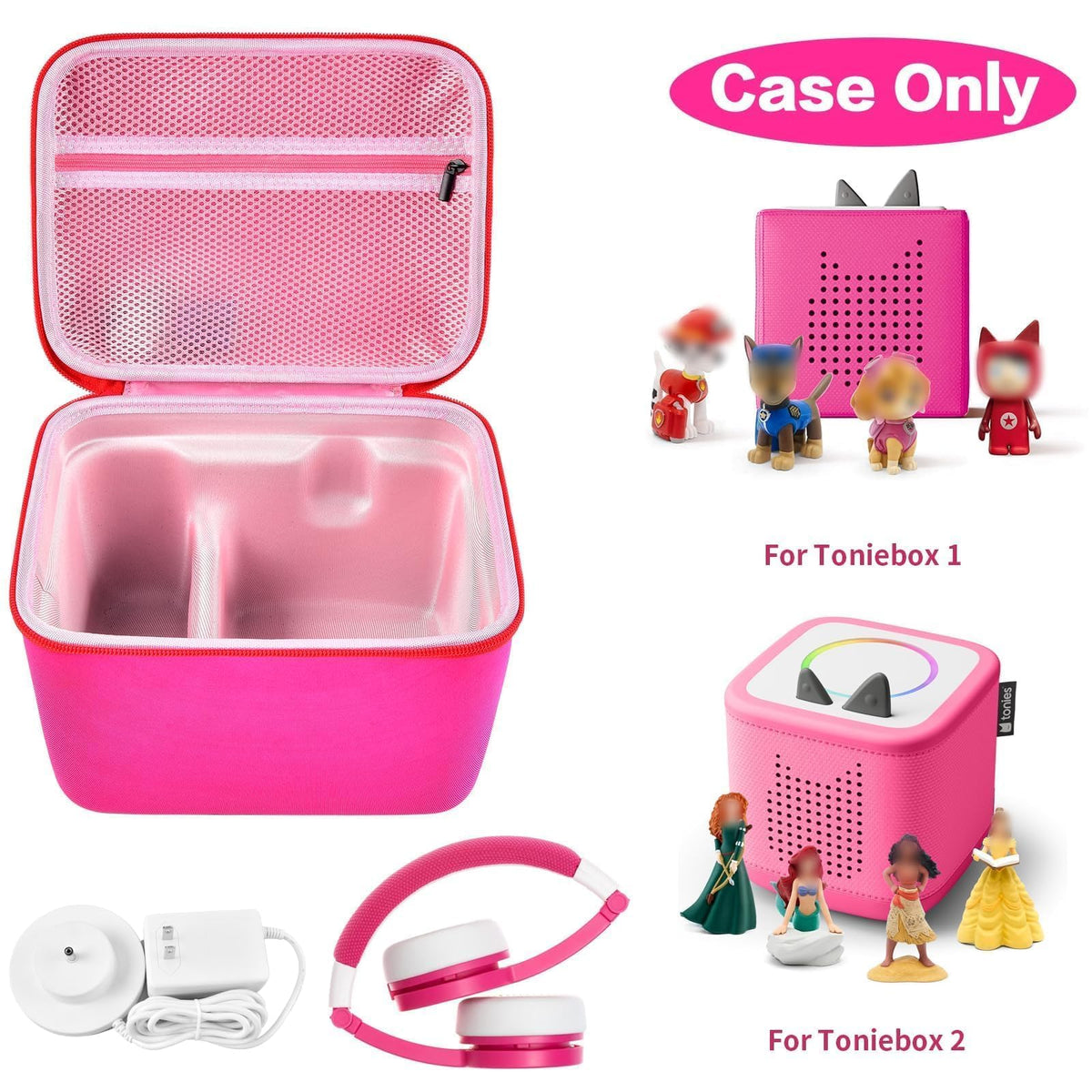 ALLPRIMO case shows grooves for Tonies figurines to stay secure.