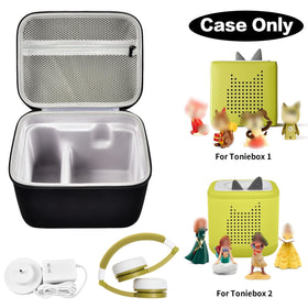 AllPRIMO carrying case with tonies inside shows organized grooves for quick access.