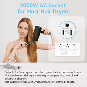 ALLWEI close view of AC outlets and USB ports offering multi-device charging