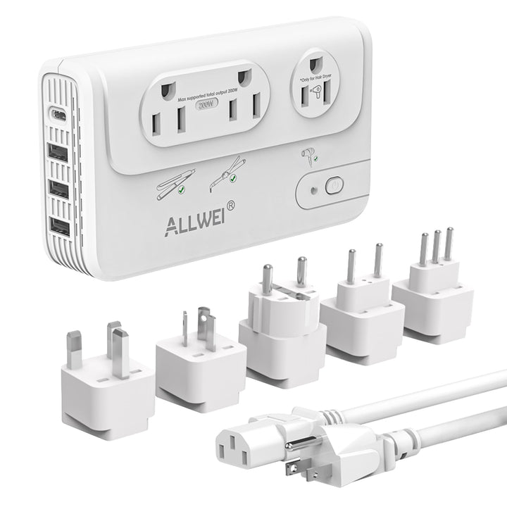 ALLWEI front view of converter showing ports and compact form ideal for travel