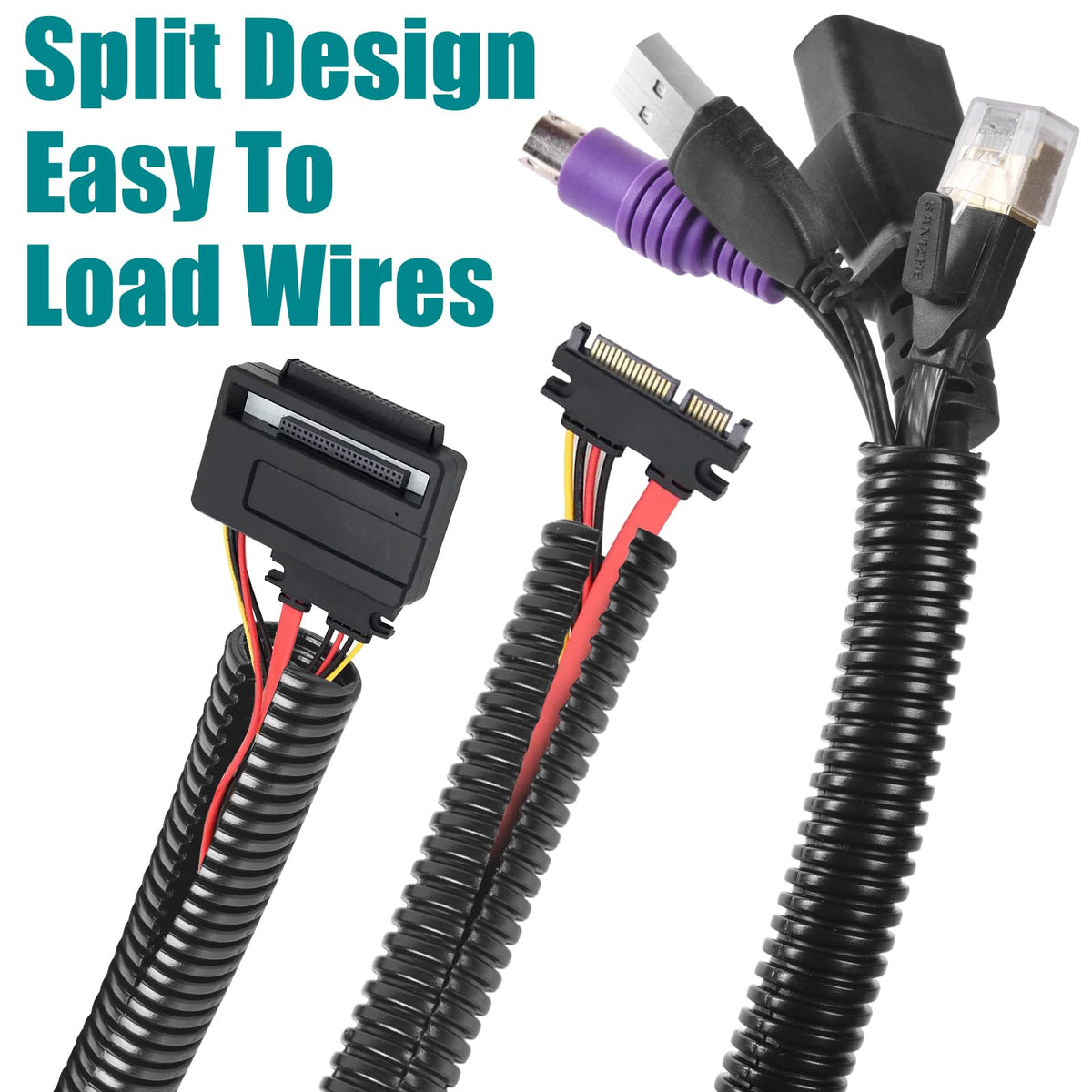 ALLWIN polyethylene loom in black, 25 ft, durable protection for automotive wiring