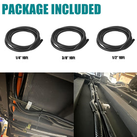 ALLWIN split loom 3/8-10ft black provides durable protection for automotive cables.