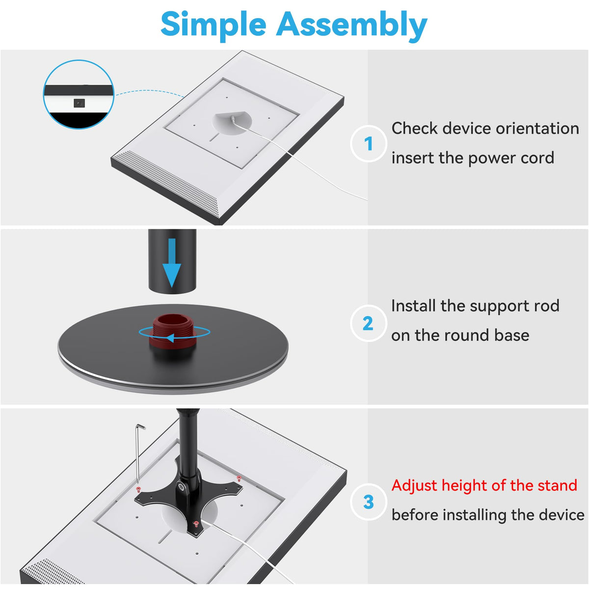 Almoz weighted base and centered rod detail, providing stable balanced support