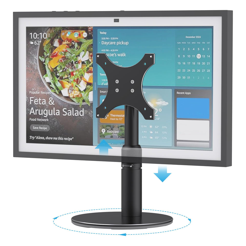 Almoz front view of stand holding Echo Show 21 showing stable elevated display