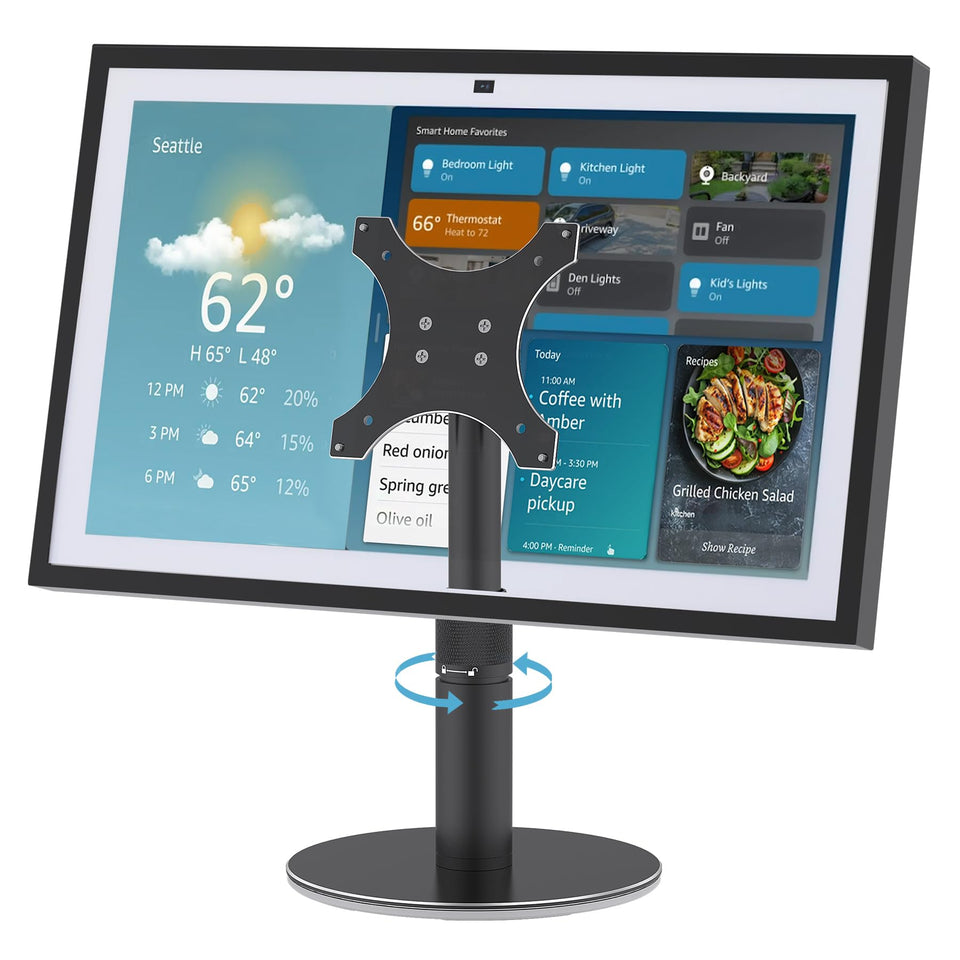 Almoz front view showing Echo Show mounted, raises screen for better ergonomics