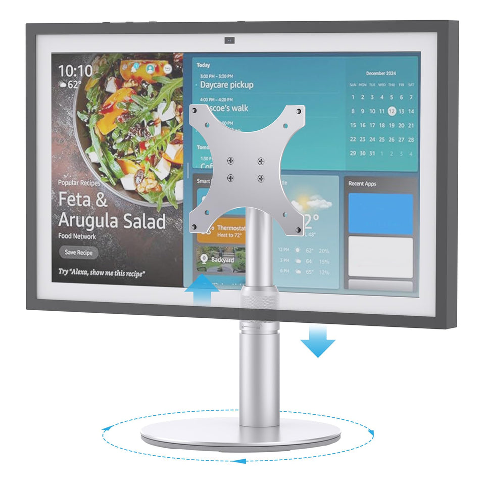 Almoz riser front view with Echo Show mounted showing stable raised display benefit